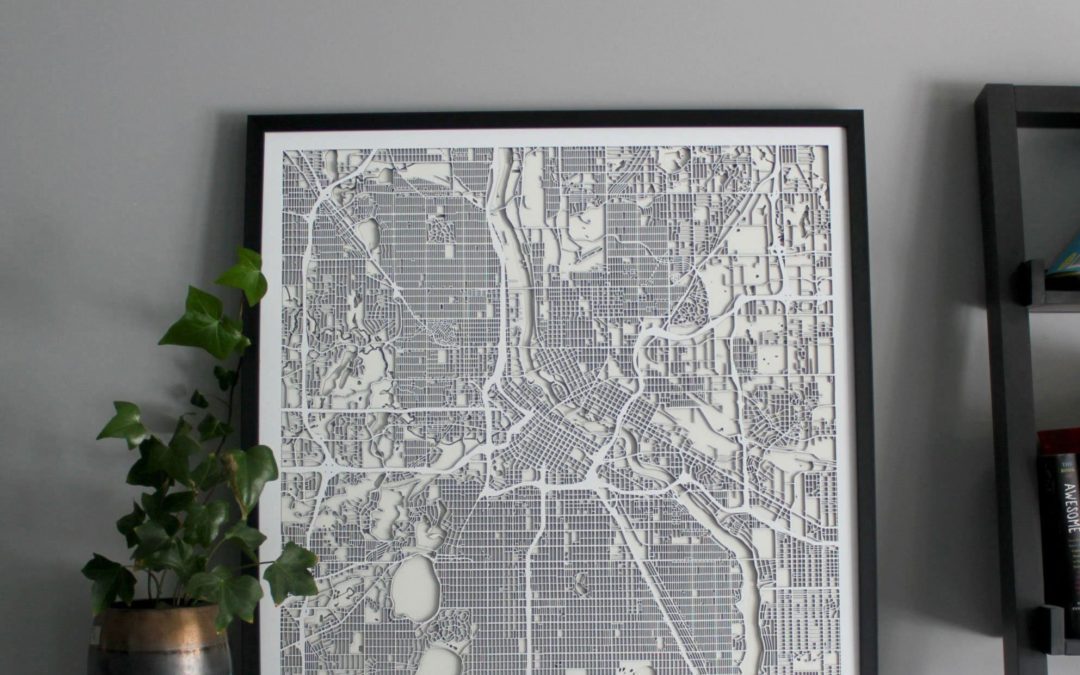 Bold & Minimalistic For Remembering The Places You Love: Minneapolis Street Carving Map