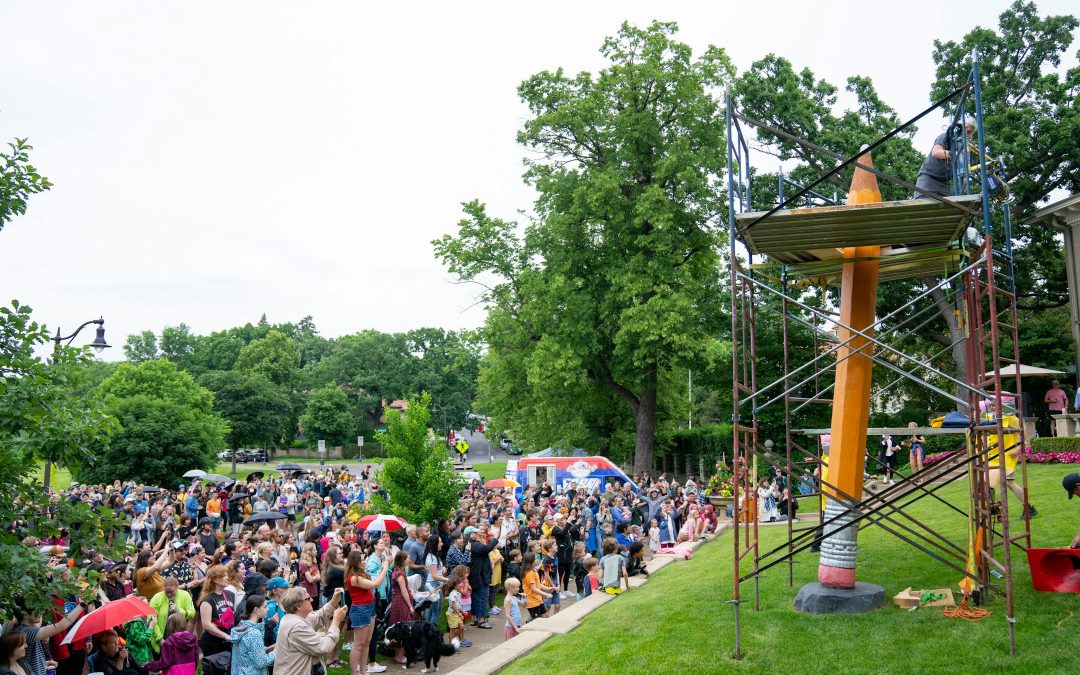 ICYMI: 20-foot-tall pencil on Lake of the Isles lawn gets its annual sharpening! – Minneapolis, MN
